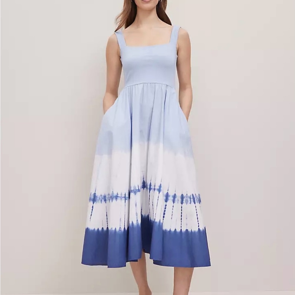 Ann Taylor Blue and White Midi Dress